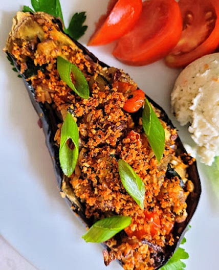 Air Fryer Stuffed Eggplant