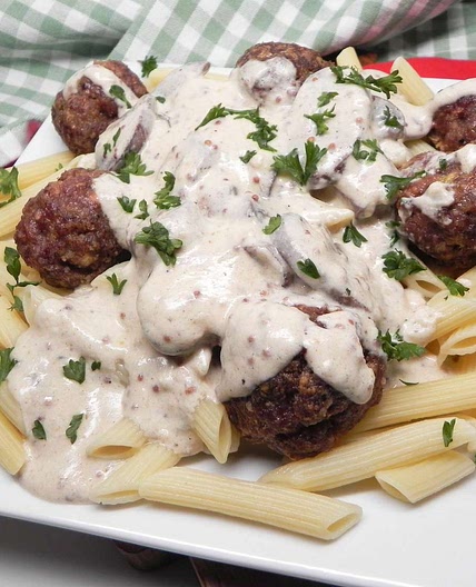 Venison Meatballs with Creamy Mustard Sauce