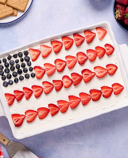 Red White and Blue Strawberry Icebox Cake