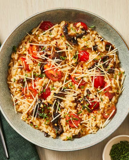 Chicken & Mushroom Risotto swirled with Chives & Garlic Herb Butter