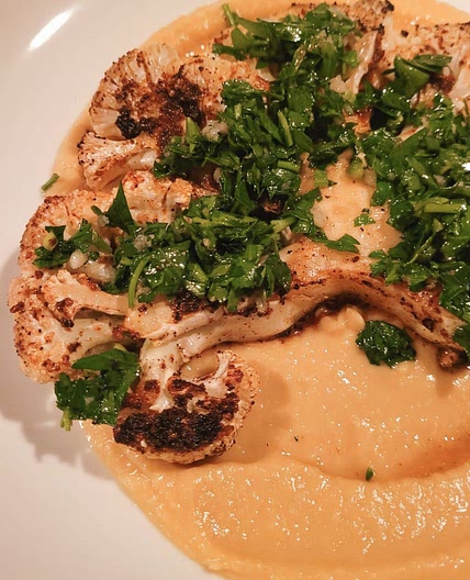 Chimichuri Cauliflower Steaks with Butterbean Puree
