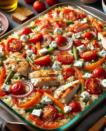 Gratin de riz poulet à la feta