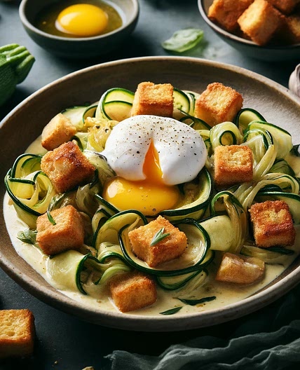 Courgettes à la carbonara
