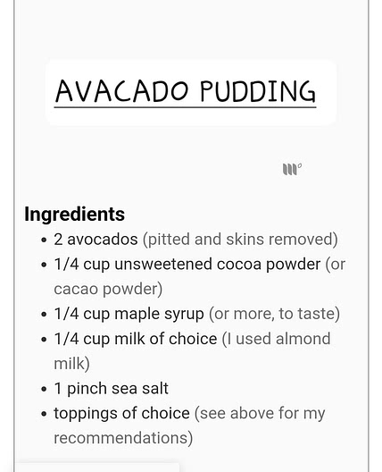 Avacado Pudding (calleeatsclean)