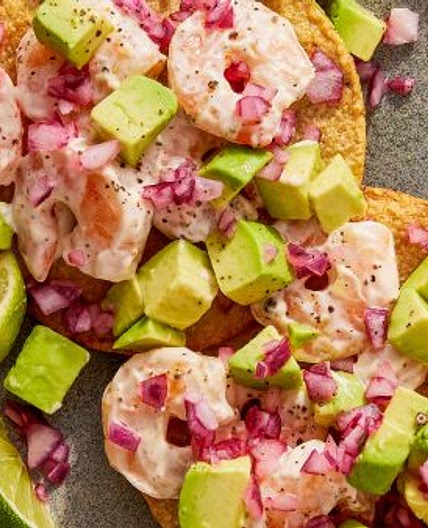 Shrimp and Avocado Tostadas