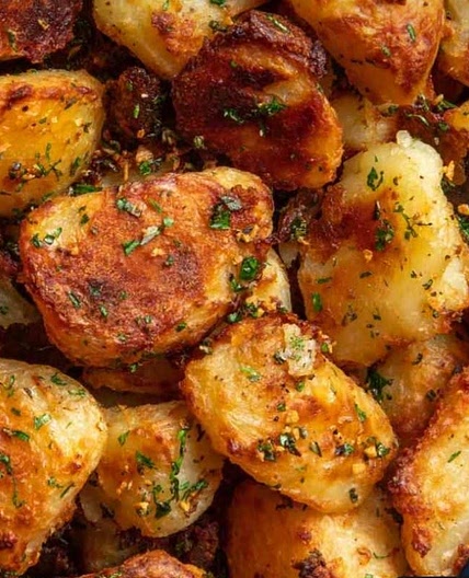 Potatoes with garlic and parsley
