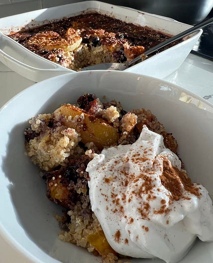 Blueberry Peach Quinoa Breakfast Bake