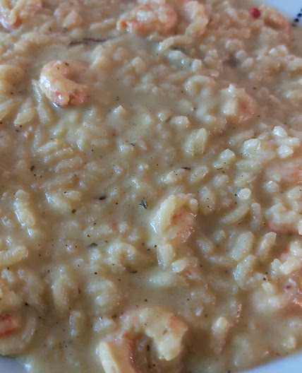 Risotto - Asparagus cream and shrimps