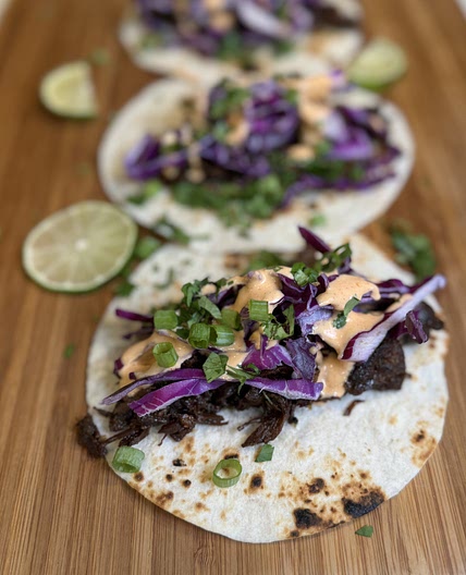 Bulgogi Tacos with Gochuchang Crema