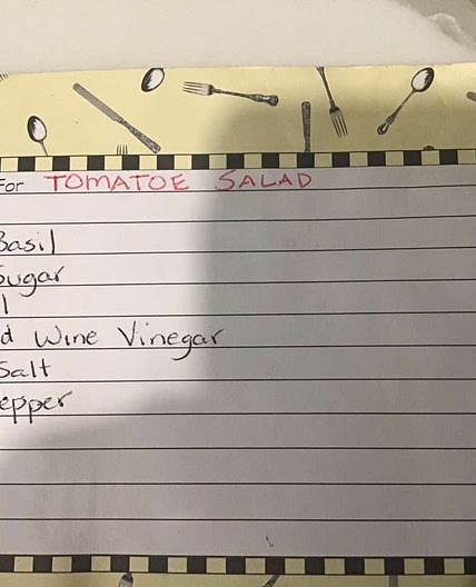 Janet’s Tomato Salad -  Dressing