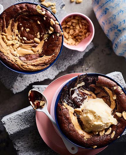 salted peanut brownie pudding