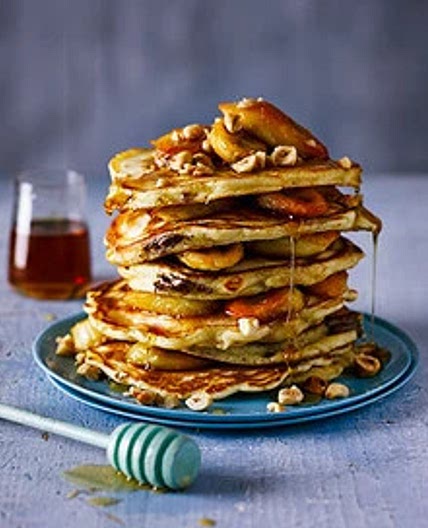 Chocolate filled pancakes with caramelised banana