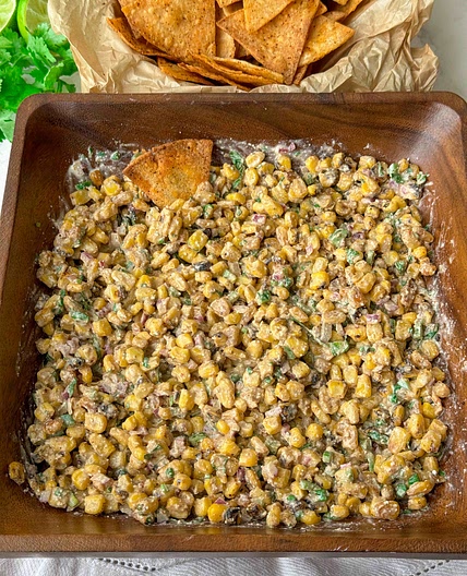 Mexican Street Corn Salad with Homemade Corn Chips 