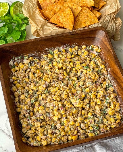 Mexican Street Corn Salad with Homemade Corn Chips