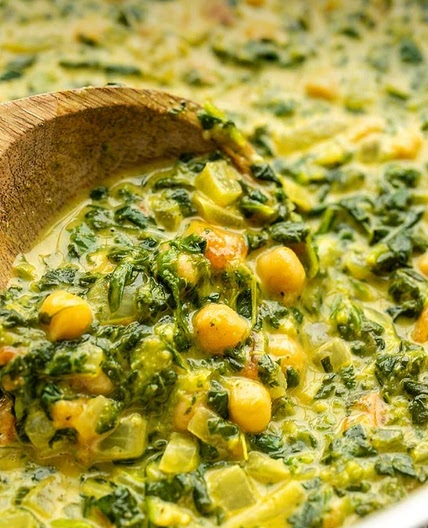 Chana saag curry spinach chickpea curry