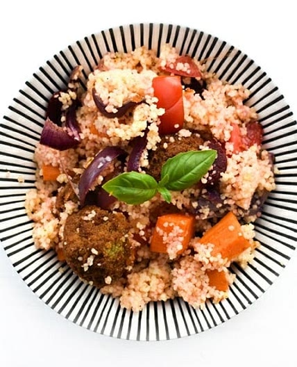 Roasted Sweet Potato & Falafel Couscous