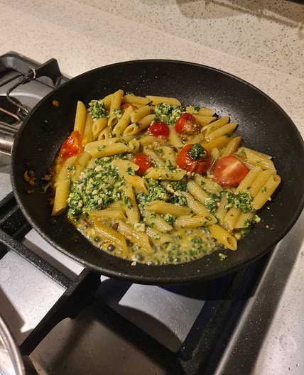 Pesto Pasta with Satay Sauce