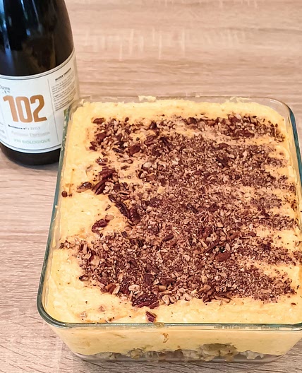 Hachis parmentier avec un hachis de poulet à la purée de potiron
