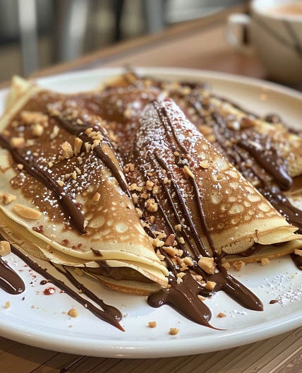 Nutella Crepes with Crushed Hazelnuts