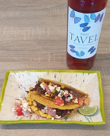 Tacos au haché de bœuf, purée de haricots rouges