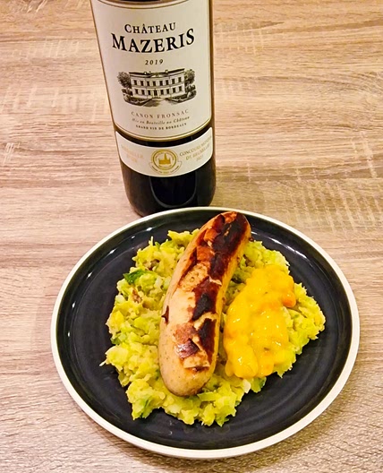 Stoemp de choux de Bruxelles et poireaux au boudin blanc
