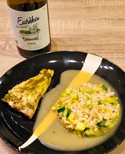 Cabillaud en papillote avec un risotto au poireau et à la courgette ?