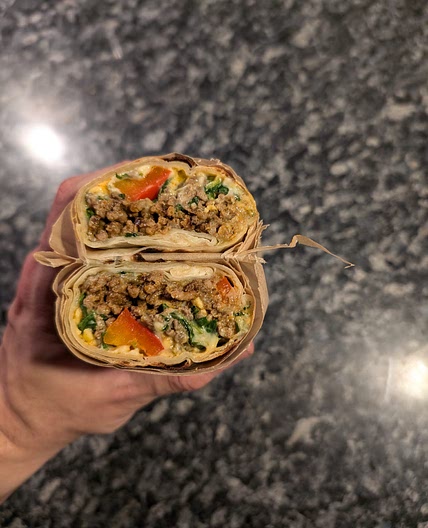Taco seasoned beef wrap