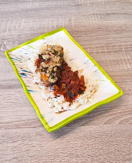 Pain de viande à la provençale accompagné de légumes italiens à la sauce tomate