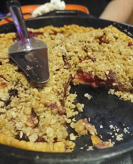 Plum Crumble Pie in a Cast Iron