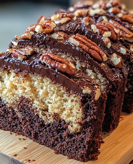 Marble Loaf Cake with Chocolate Pecan Topping – A Perfect Blend of Flavors