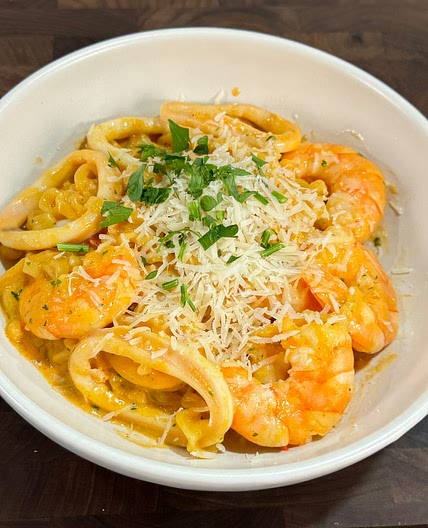 Buldak Cream Carbonara with Seafood✨