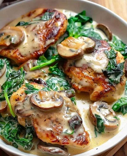 Chicken Mushroom Spinach Parmesan Chicken