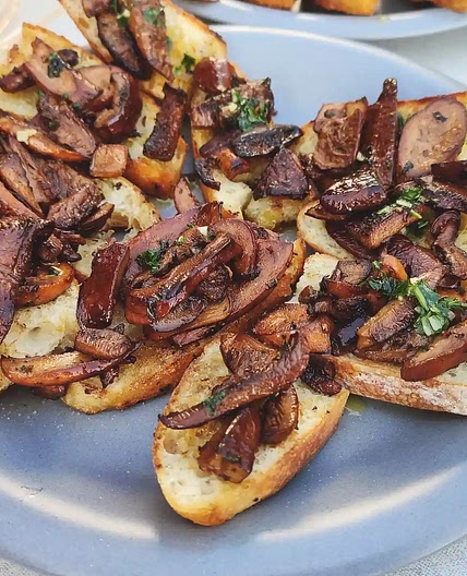 Tawny Milkcap Mushroom On Toasted Garlic Bread