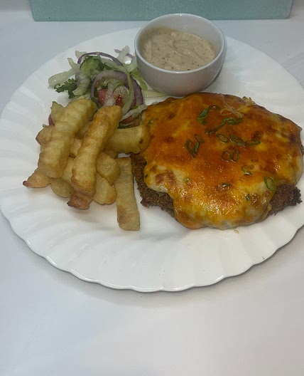 Jerk Chicken Parmo with Garlic and Jerk Mayo 