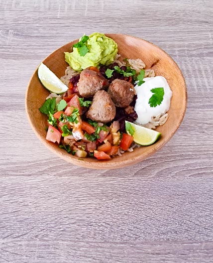 Burrito bowl express aux boulettes de viande