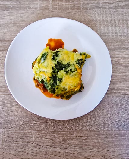 Gratin de bœuf haché et purée d'épinards