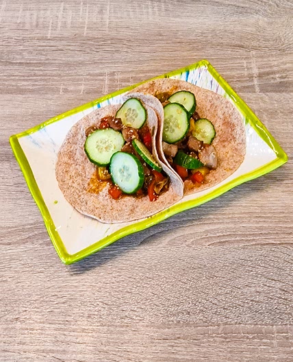 Mini-tortillas aux émincés de filet de porc