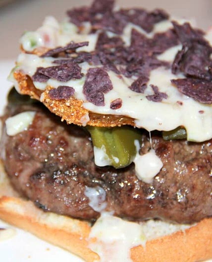 Bobby Flay's Sante Fe Burger with Fried Green Tomatoes