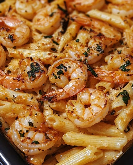 Garlic Shrimp Pasta Bake