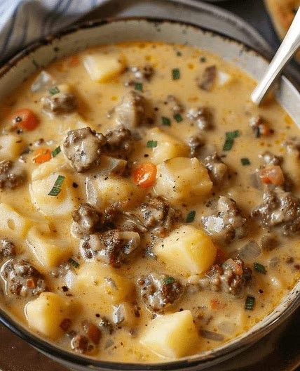 Crockpot Creamy Potato & Hamburger Soup