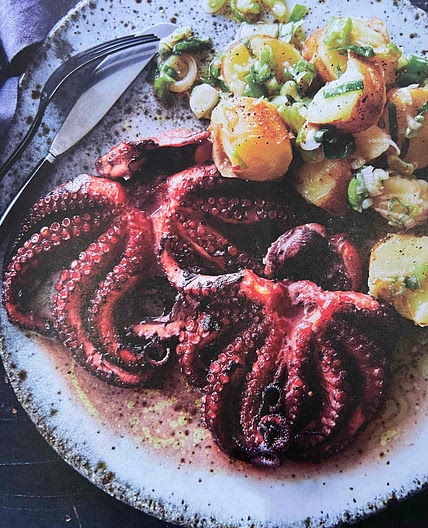 Grilled baby octopus with potato salad