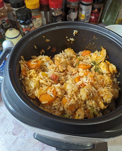 Tilapia tomato shrimp rice