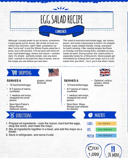 Egg salad 239cal 6 serves high protein *