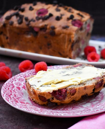Vegan Raspberry Banana Bread with Chocolate Chips