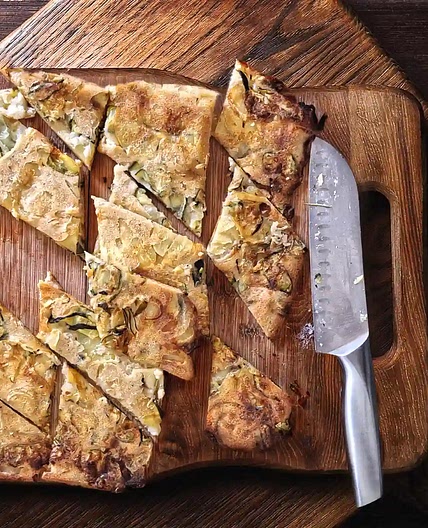 Zucchini Scarpaccia Recipe with Trumpet Mushrooms