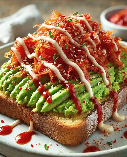 avocado kimchi toast