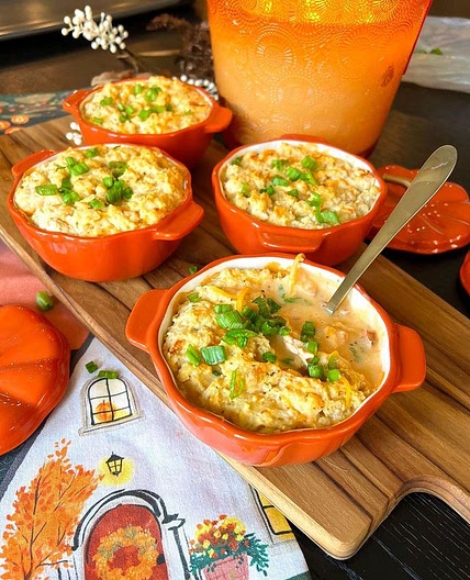 Crack Chicken Soup w/ Cheddar Bay Biscuit Topping!😋 So delicious