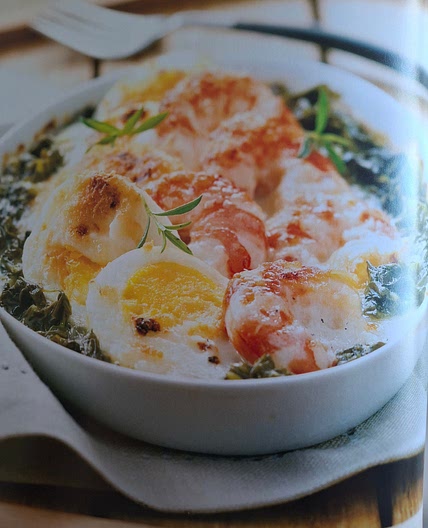 Gratin florentin met garnalen