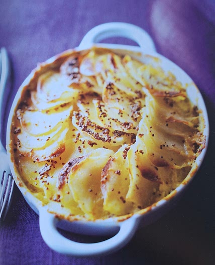 Aardappelgratin met mosterdzaadjes