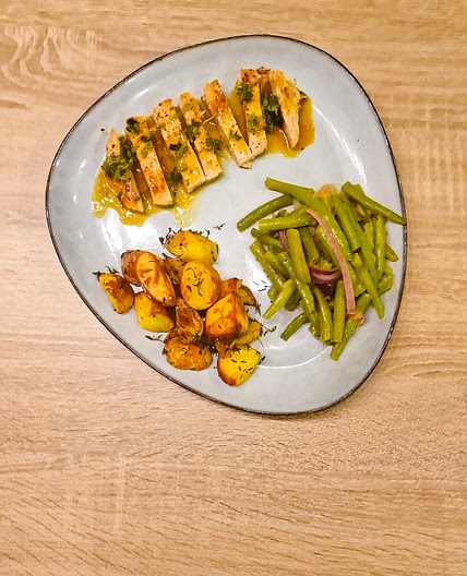 Escalope de jambon arrosée d'une vinaigrette au citron